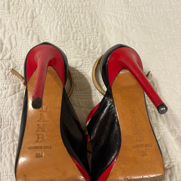 L.A.M.B. Red black.& Vanetta leather heels size 8 vintage - Picture 7 of 10